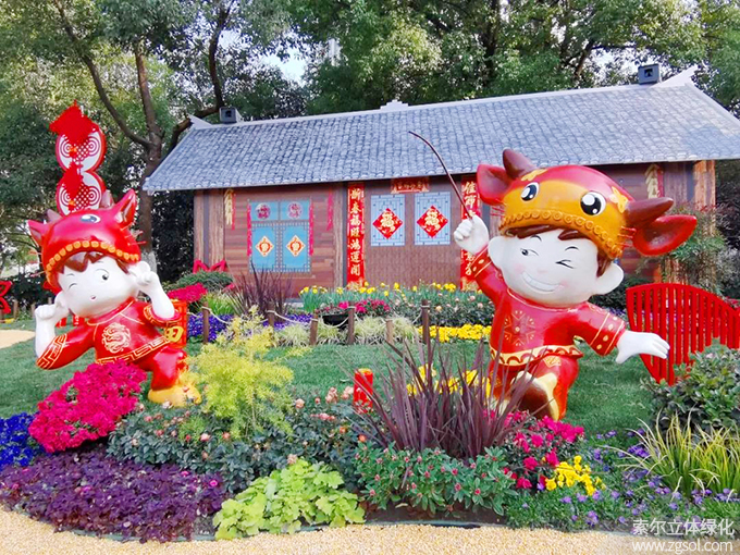 16 2021年1月杭州市下城區(qū)天目山路與莫干山路交叉口春節(jié)主題環(huán)境小品《歡歡喜喜過大年》 (4).jpg